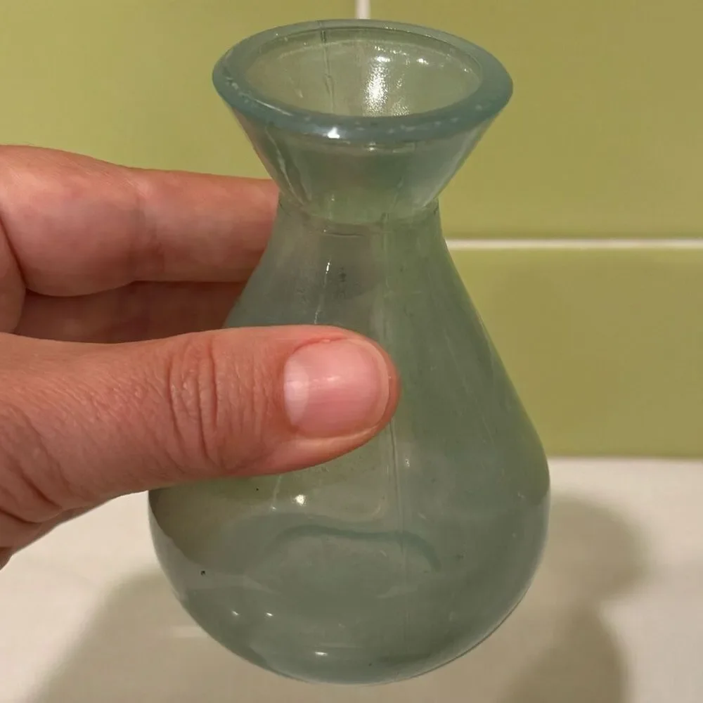 Light Blue Glass Vase — Decorative Home Accent / Flower Vase